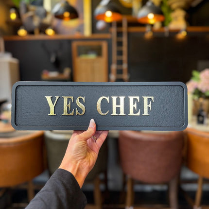 Yes Chef Black and Gold Wall Sign