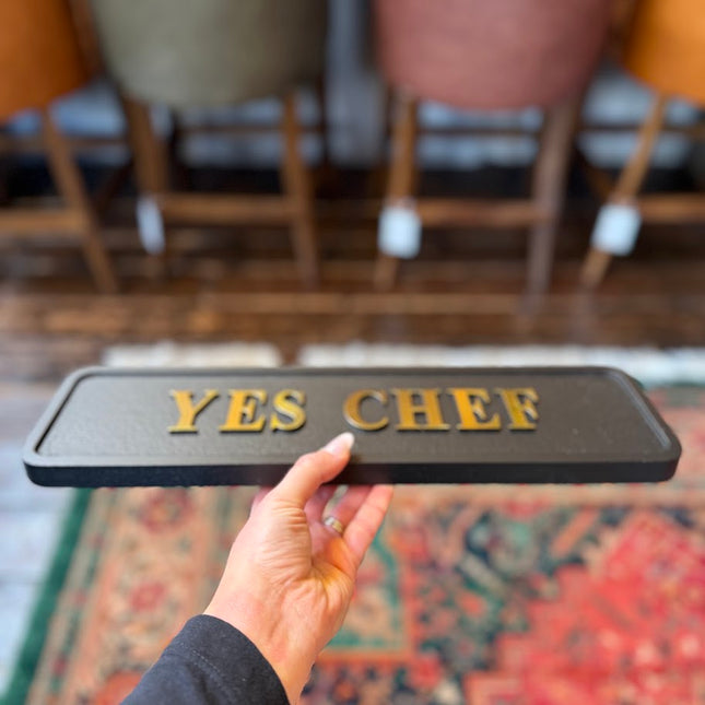 Yes Chef Black and Gold Wall Sign