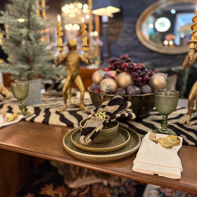Zebra Cream Table Runner and Napkin Set