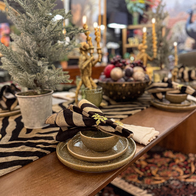 Zebra Cream Table Runner and Napkin Set