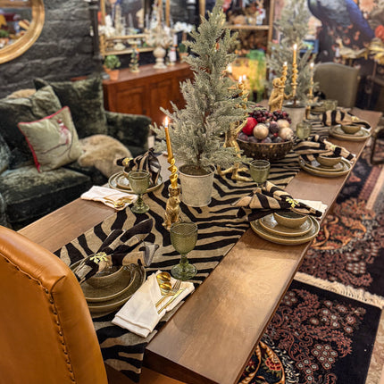 Zebra Cream Table Runner and Napkin Set