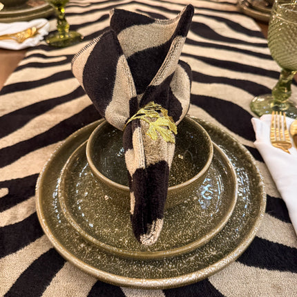 Zebra Cream Table Runner and Napkin Set