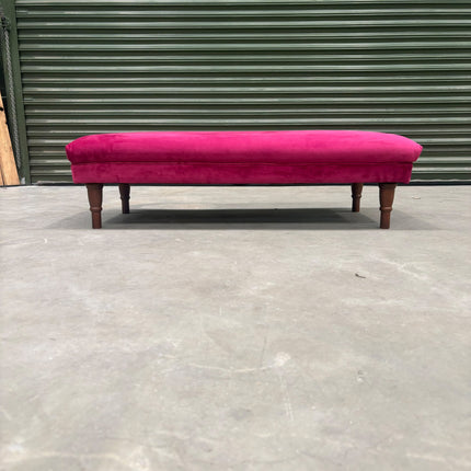 Albert Footstool in Plush Cerise Velvet - Ex Display