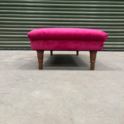 Albert Footstool in Plush Cerise Velvet - Ex Display
