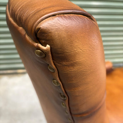 Riley Chesterfield Bar Stool in Hand Antiqued Buffalo Leather - Factory Seconds