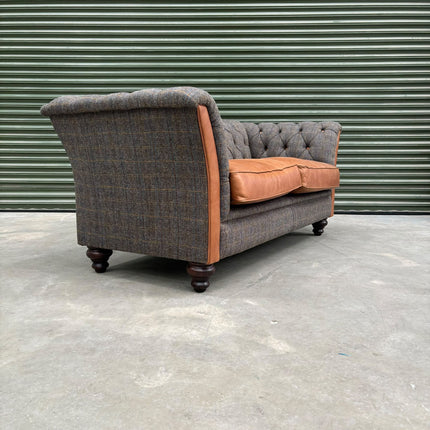 Bnabury Chesterfield 2 Seater in Harris Tweed Grey & Amalfi Brandy - Ex Display