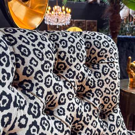 Belgravia Buttoned Wing Chair in Leopard Velvet