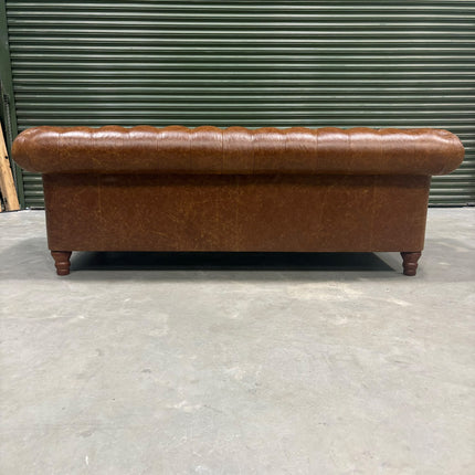 Bertie Chesterfield 3 Seater Sofa in Cuba Tan Leather - Ex Display