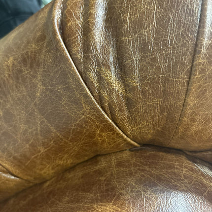 Bertie Chesterfield 3 Seater Sofa in Cuba Tan Leather - Ex Display
