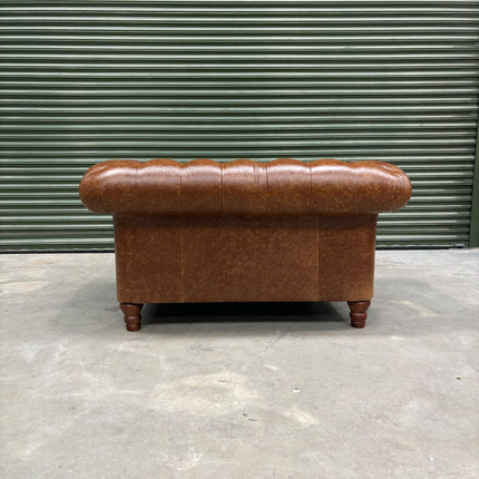 Bertie Chesterfield Loveseat Snuggler in Cuba Tan Leather - Ex Display