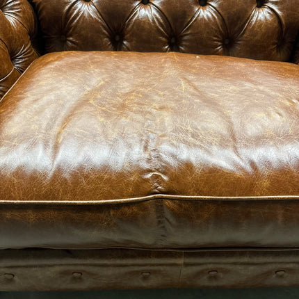 Bertie Chesterfield Loveseat Snuggler in Cuba Tan Leather - Ex Display