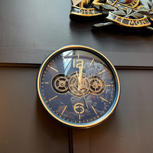 Royal Blue Gear Wall Clock