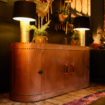 Vintage Aviator Sideboard Cabinet in Copper Metal