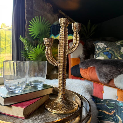 Antique Gold Cactus Candelabra