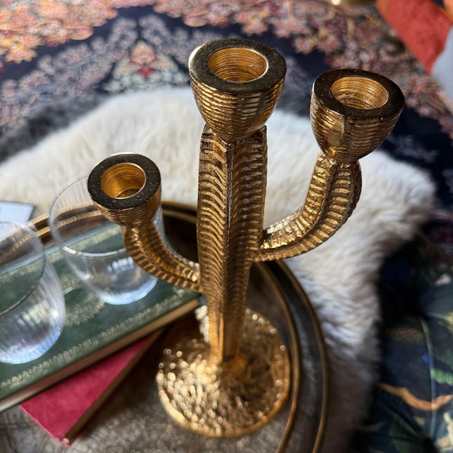 Antique Gold Cactus Candelabra