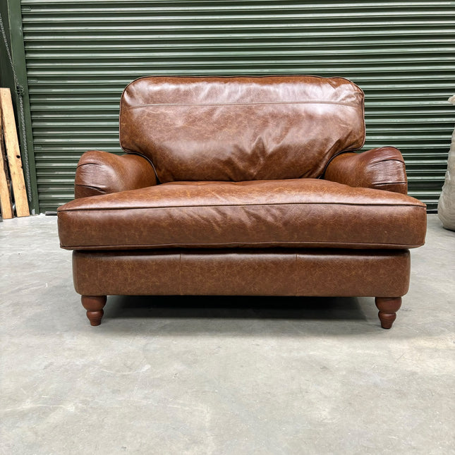 Charles Loveseat Snuggler in Cuba Tan Leather - Ex Display
