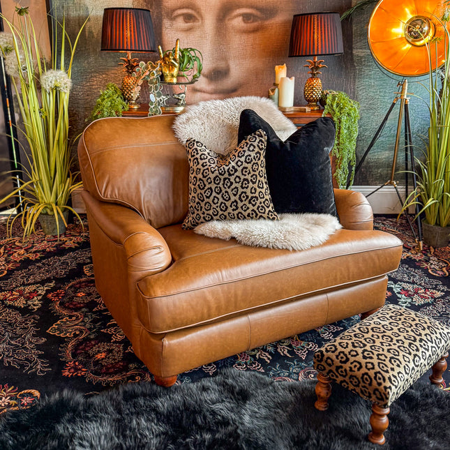 Charles Loveseat in Cognac Leather - Clearance