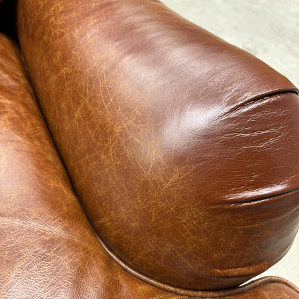 Charles Loveseat Snuggler in Cuba Tan Leather - Ex Display