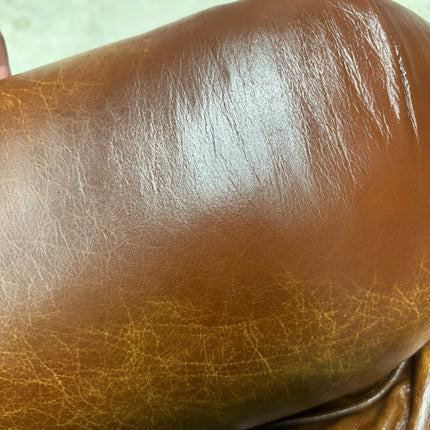 Charles Loveseat Snuggler in Cuba Tan Leather - Ex Display
