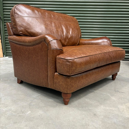 Charles Loveseat Snuggler in Cuba Tan Leather - Ex Display
