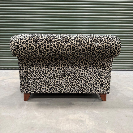 Eaton Chesterfield Loveseat Snuggler in Cheetah Cream - Factory Seconds