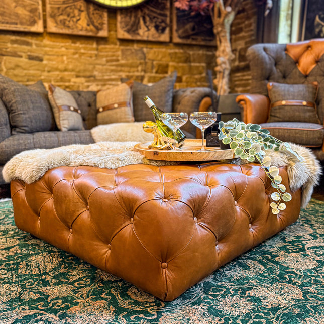 Chessington Chesterfield Footstools in Leather