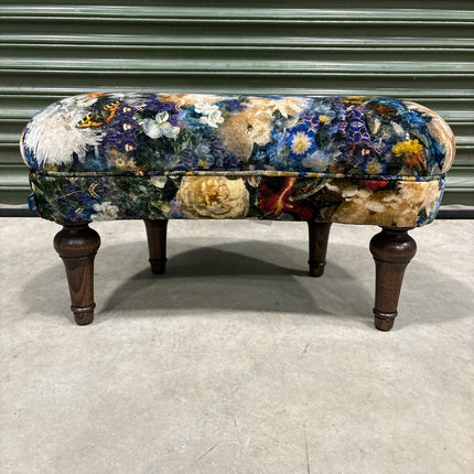 Crawford Footstool By Spink & Edgar in Royal Garden Sapphire - Ex Display