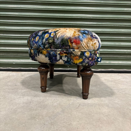 Crawford Footstool By Spink & Edgar in Royal Garden Sapphire - Ex Display
