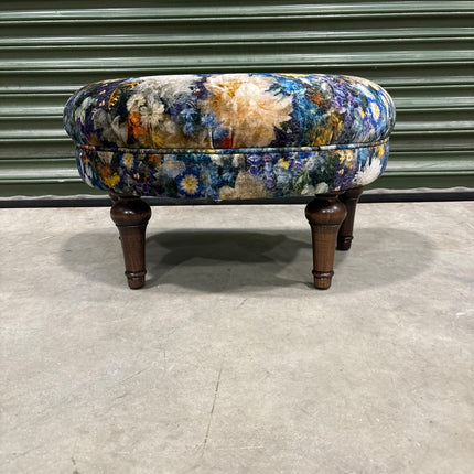 Crawford Footstool By Spink & Edgar in Royal Garden Sapphire - Ex Display
