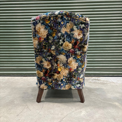 Crawford by Spink & Edgar - Wing Chair in Royal Garden Sapphire Velvet - Ex Display