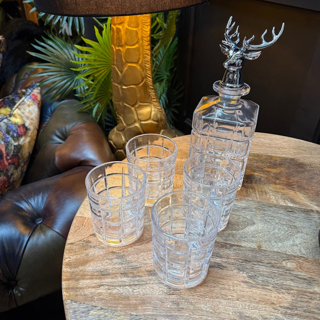 Glass Stag Decanter Set