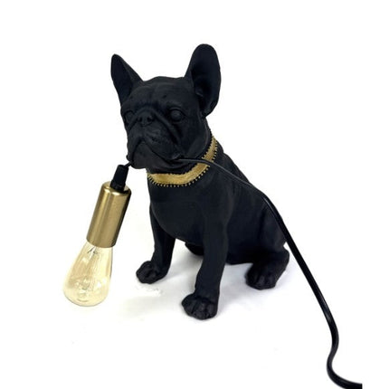 Matt Black and Gold Gentry Pug Table Lamp