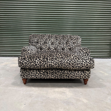 Eaton Chesterfield Loveseat Snuggler in Cheetah Cream - Factory Seconds