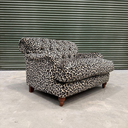 Eaton Chesterfield Loveseat Snuggler in Cheetah Cream - Factory Seconds