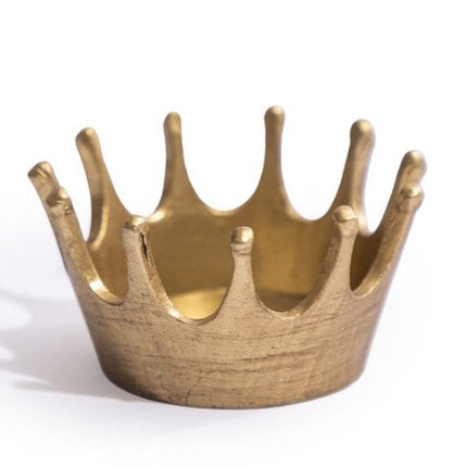 Pair of Gold Crown Tealight Holders - Clearance