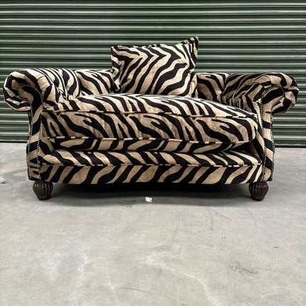 Fairfax Loveseat Snuggler in Zebra Cream Velvet - Ex Display