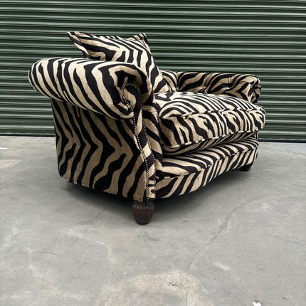 Fairfax Loveseat Snuggler in Zebra Cream Velvet - Ex Display