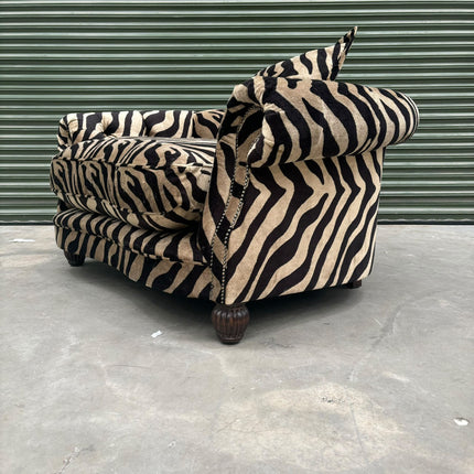 Fairfax Loveseat Snuggler in Zebra Cream Velvet - Ex Display