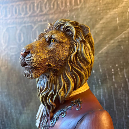 Gentry Lion Bust on Round Base