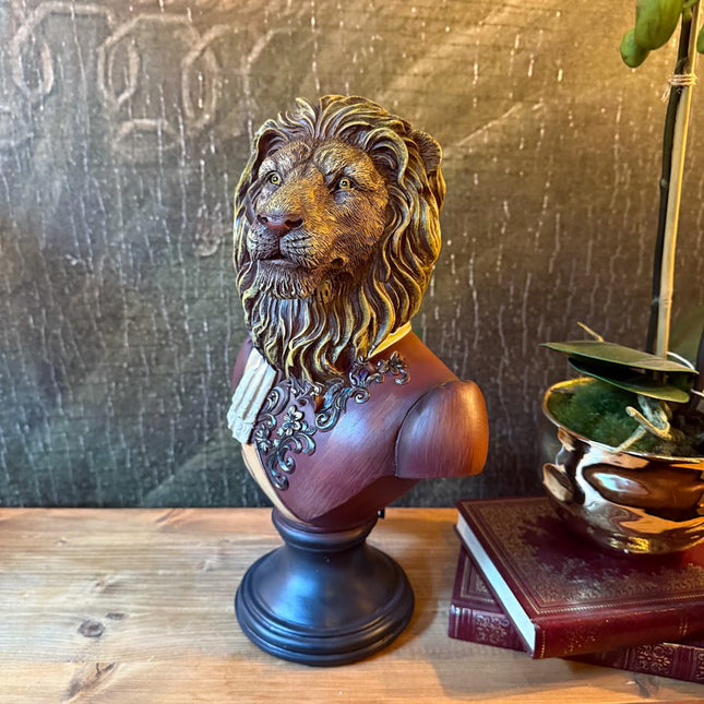 Gentry Lion Bust on Round Base