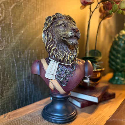 Gentry Lion Bust on Round Base