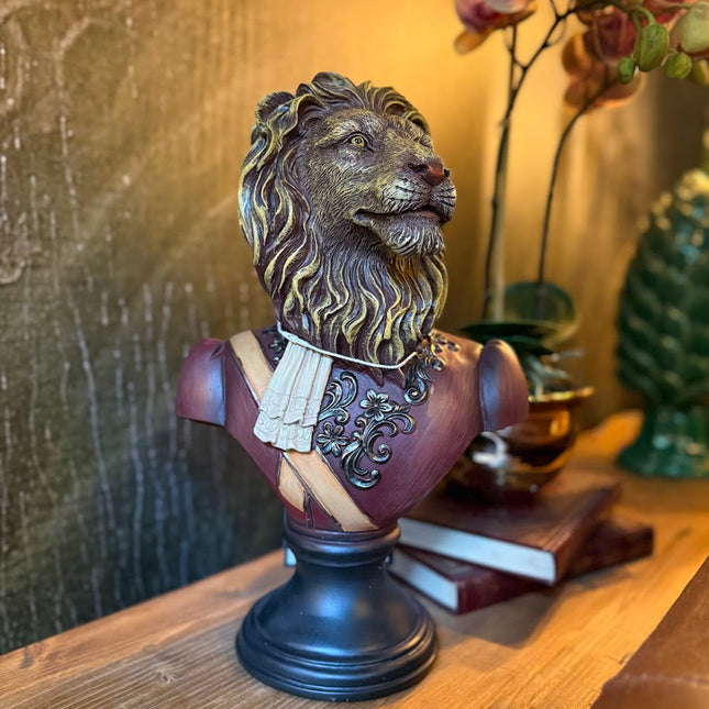 Gentry Lion Bust on Round Base