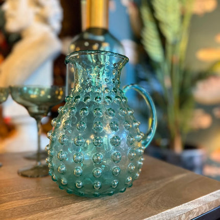 Green Bubble Glass Pitcher