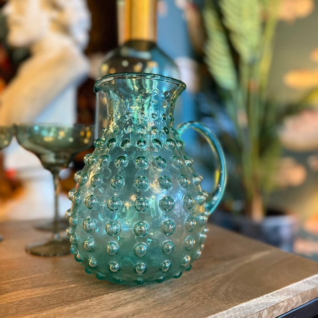 Green Bubble Glass Pitcher