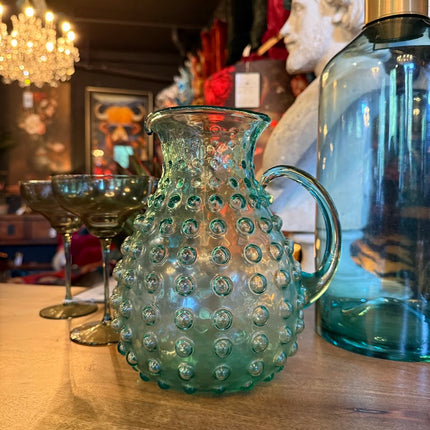 Green Bubble Glass Pitcher