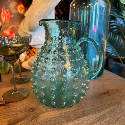 Green Bubble Glass Pitcher
