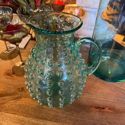 Green Bubble Glass Pitcher