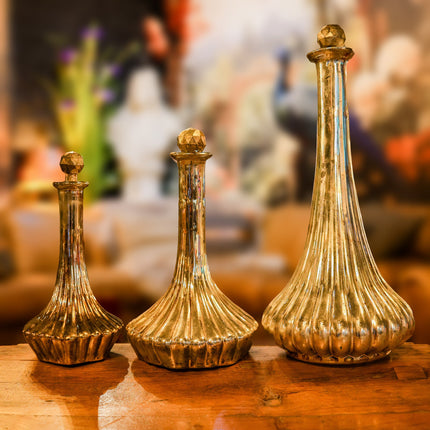 Set of 3 Burnished Decorative Decanters- Clearance