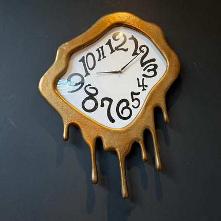 Gold Drip Aluminium Wall Clock - Clearance