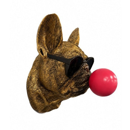 Gold Cool Pug Dog Wall Head Decoration